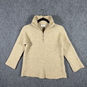 Aritzia Babaton Charter Wool Yak Quarter Zip Sweater Beige/Khaki Womens Small